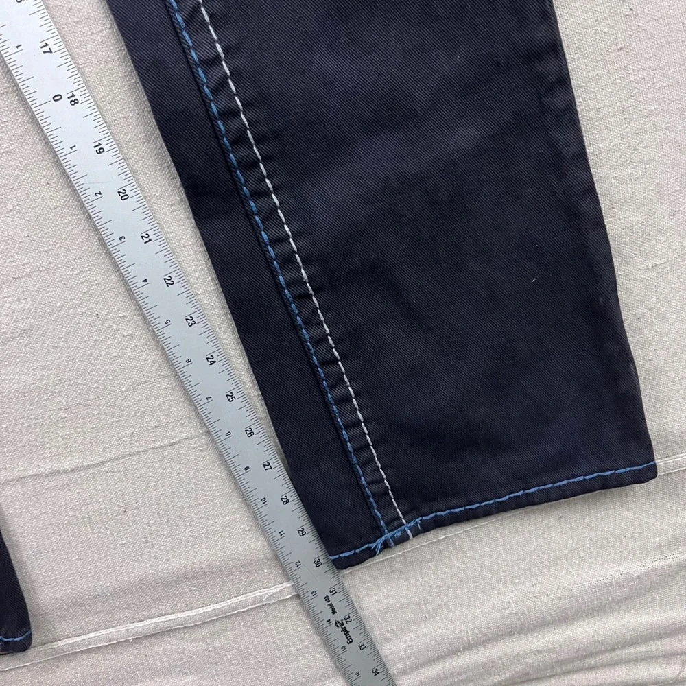 True Religion Ricky Super T Jeans Mens 34 Dark Wash Contrast Stitch Straight Leg